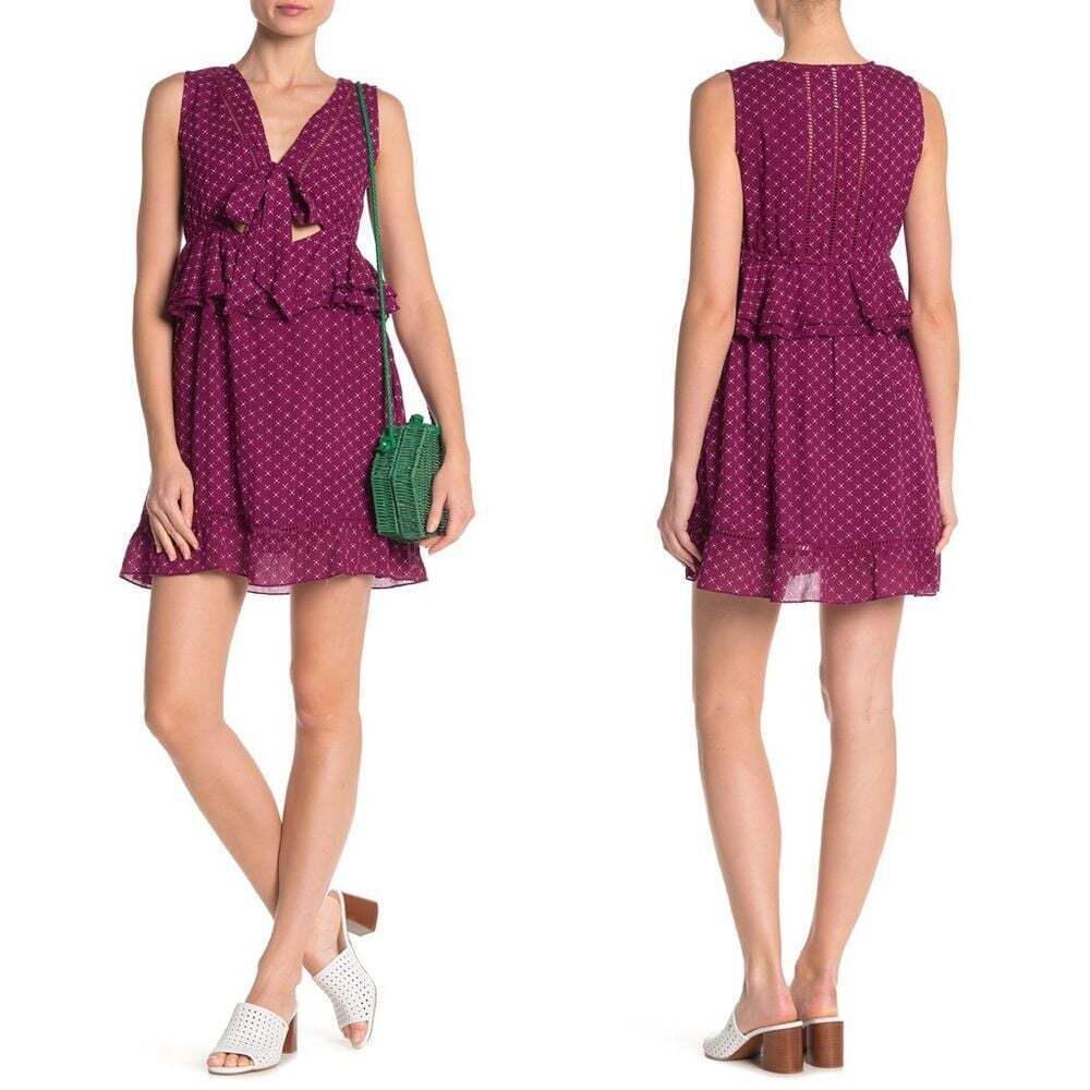 Raga Loretta Printed Tie Front Mini Dress XS